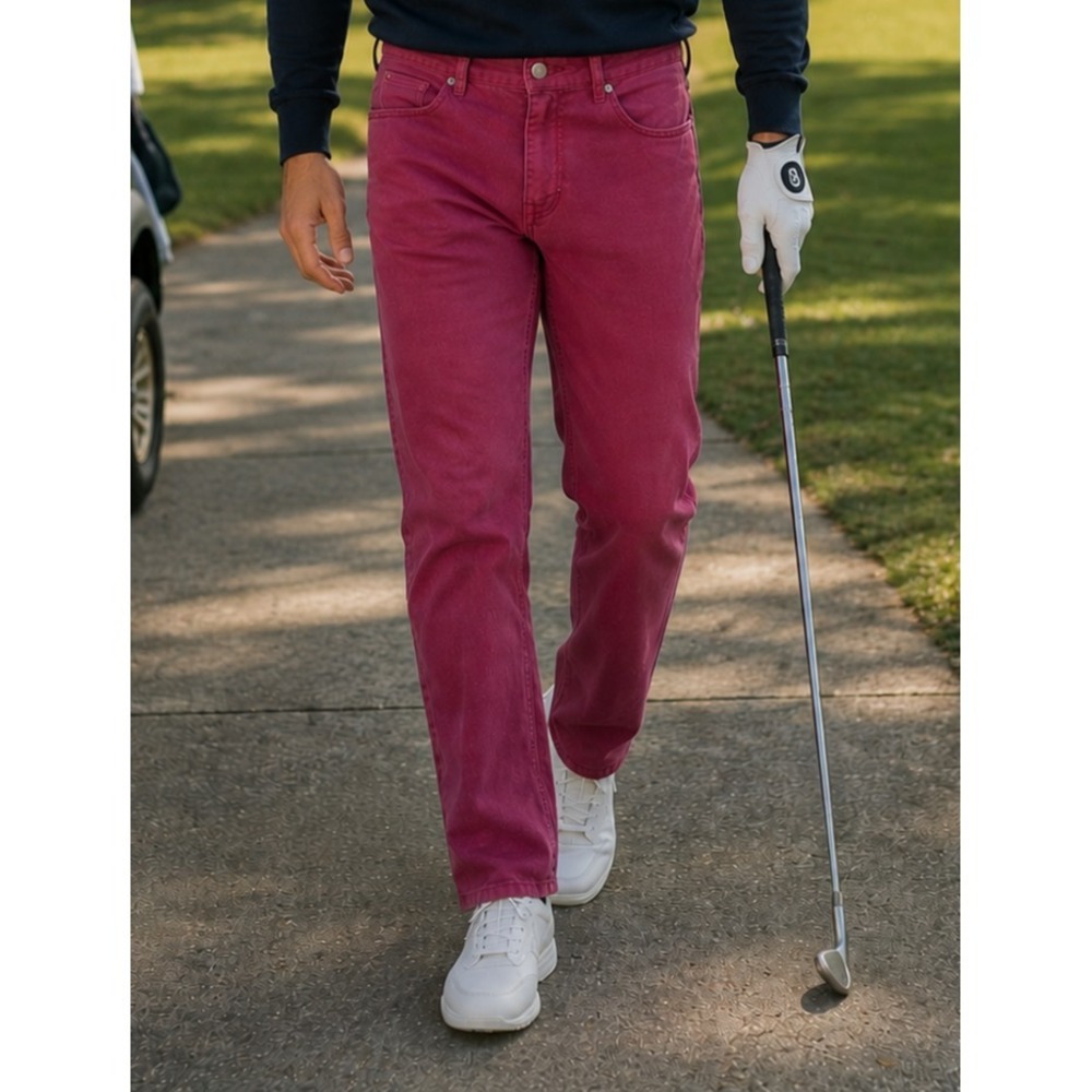 Peter Millar Men 5 Pocket Pant 34 Maroon Preppy Quiet Luxury Resort Coastal Golf